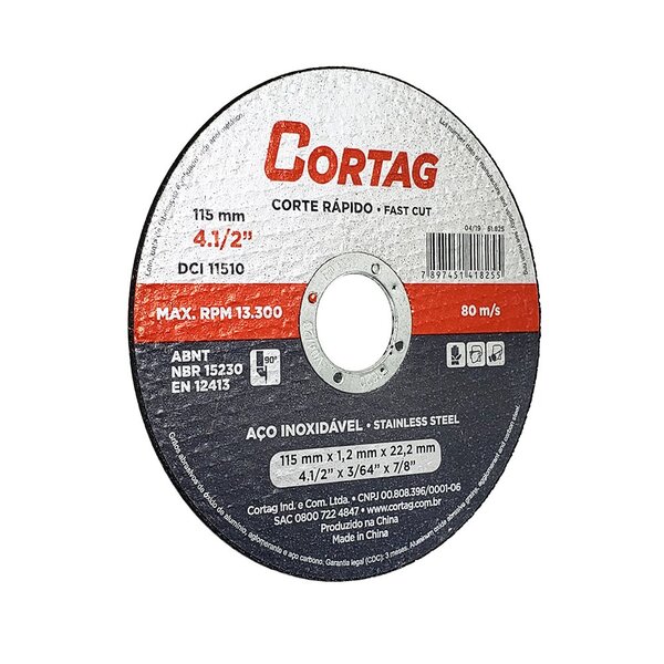 Imagem do produto DISCO DE CORTE INOX/FERRO 4.1/2 CORTAG