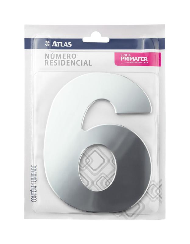 Imagem do produto NUMERO 6 P/CASA ADESIVO ACM PR ATLAS