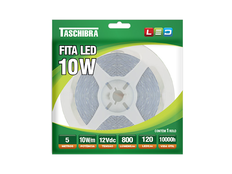 Imagem do produto FITA LED 10W 120LEDS/M 5M 12V IP20 3000K 5M TASCHIBRA