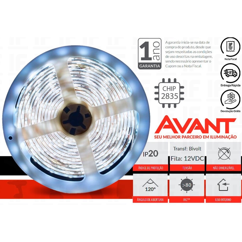 Imagem do produto FITA LED 5M BR 6500K INT IP20 14,4WM AVANT