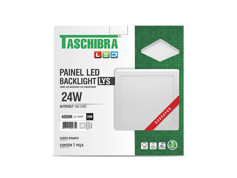 Imagem do produto PAINEL LED EMB QUAD 24W LYS 4000K BRANCO TASCHIBRA