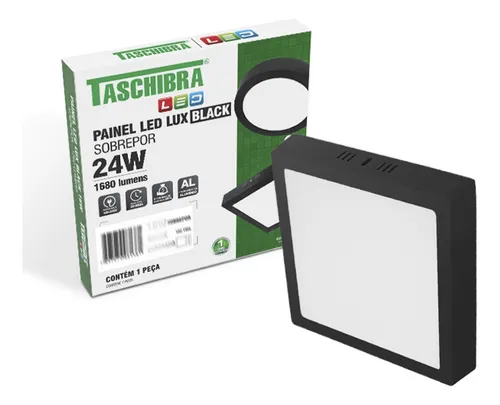 Imagem do produto PAINEL LED EMB QUAD 24W LYS PRETO 3000K TASCHIBRA