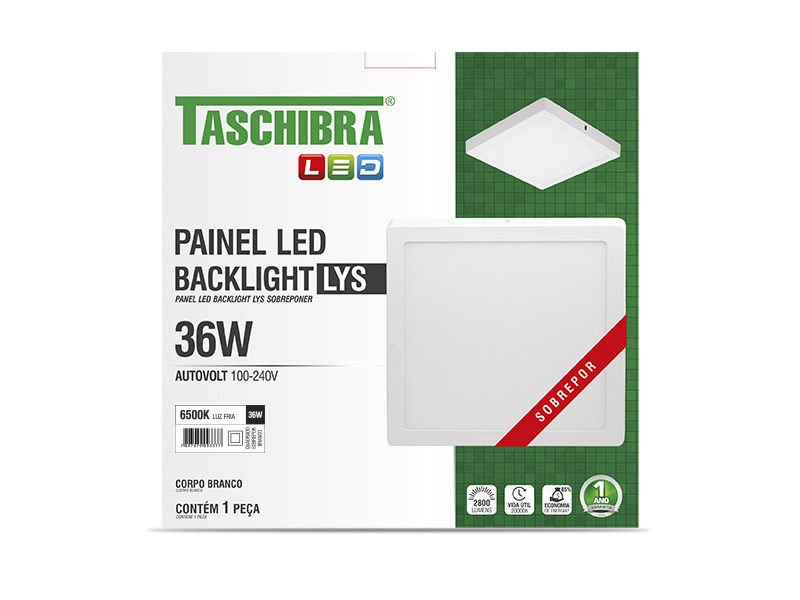 Imagem do produto PAINEL LED EMB QUAD 36W LYS 6500K BRANCO TASCHIBRA