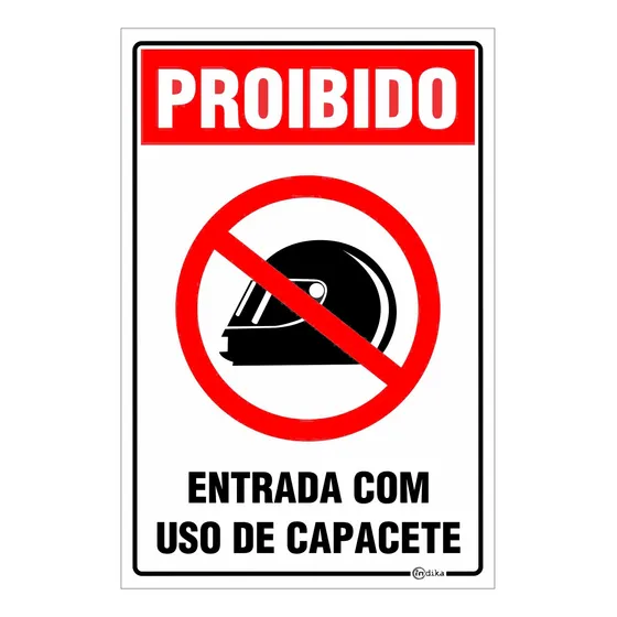 Imagem do produto PLACA SINALIZACAO PROIBIDO USO DO CAPACETE VM 20X7 EMPLAC
