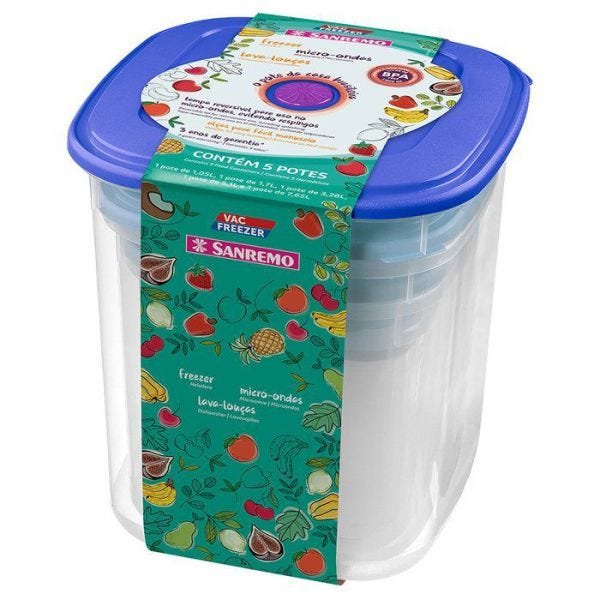 Imagem do produto POTE QUADRADO PLASTICO AZ 920ML 709/5 SANREMO