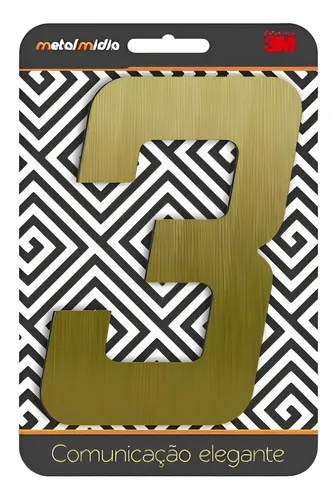 Imagem do produto NUMERO RESID 130MM OURO ESCOVADO 03 METAL MIDIA