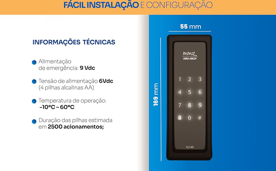 Imagem do produto 0CEPO/EXPO.FECHADURA DIGITAL SL140 PRETO PAPAIZ (CEPO+FECHA)
