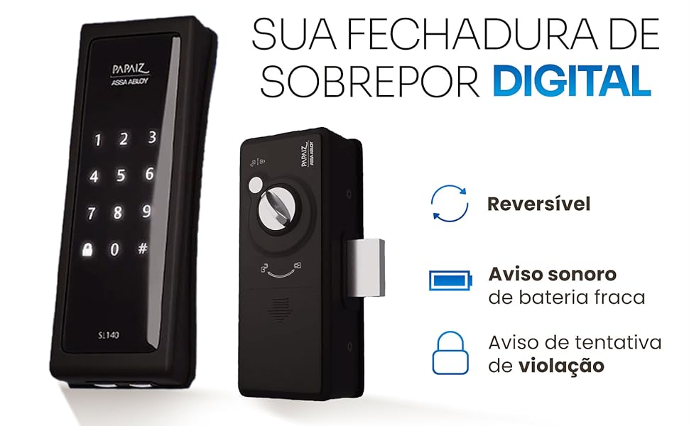 Imagem do produto FECHADURA DIGITAL SL140 PRETO PAPAIZ