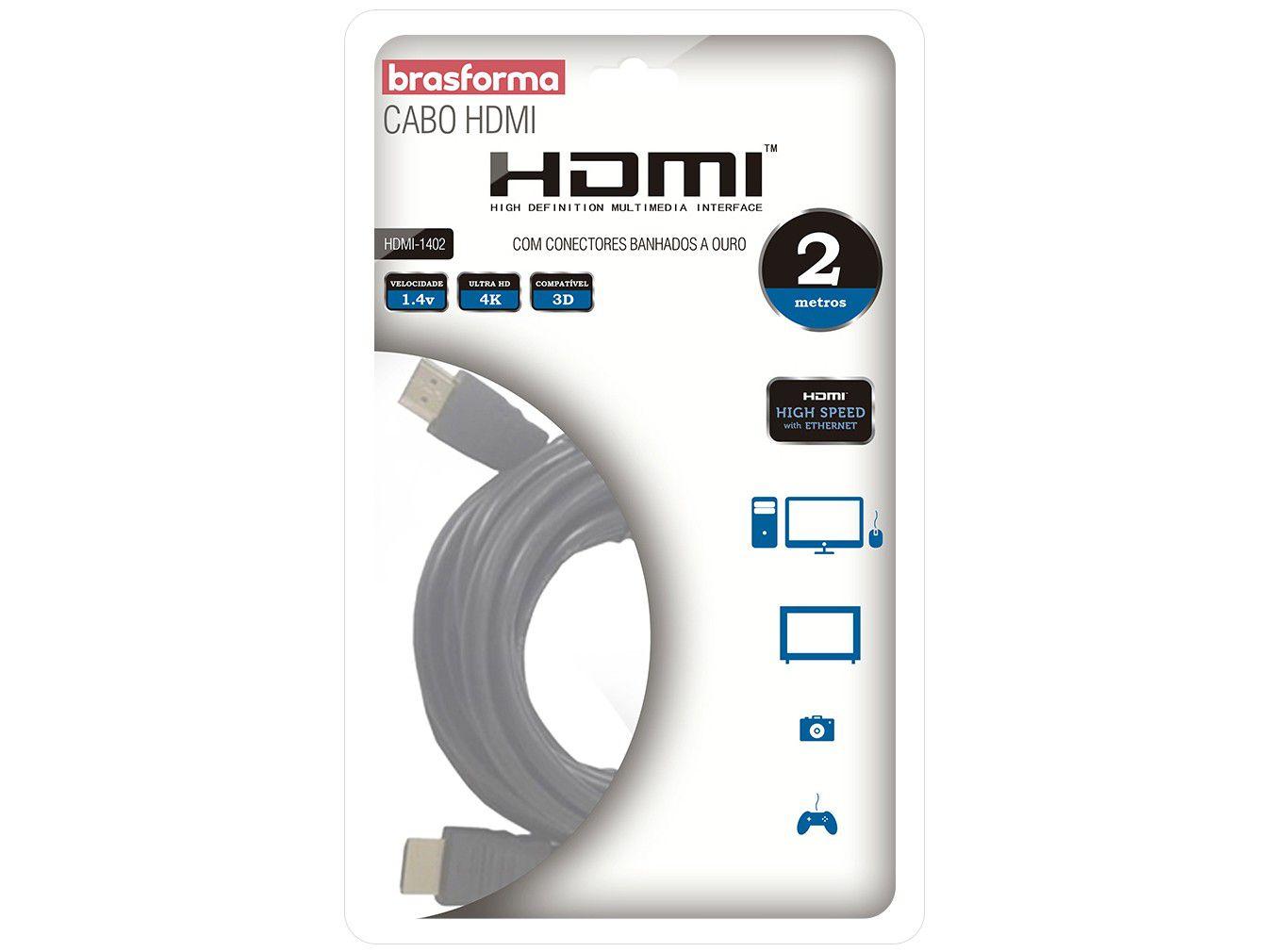 Imagem do produto CABO HDMI 1.4 4K 3D 1080P 3M BRASFORMA