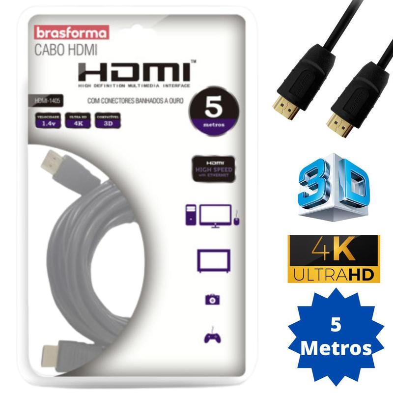 Imagem do produto CABO HDMI 2.0V 4K 1080P 5M HDMI-5005 BRASFORMA
