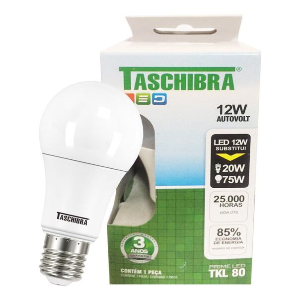Imagem do produto LAMPADA LED BULBO 12W 6500K BRANCO TASCHIBRA