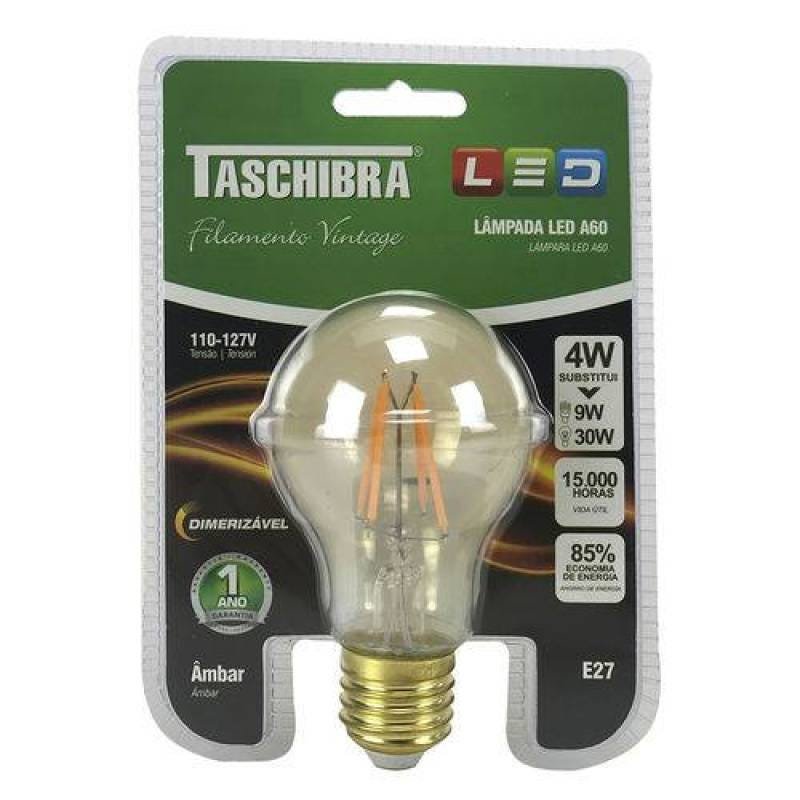 Imagem do produto LAMPADA LED VINTAGE 4W A60 AMBAR TASCHIBRA