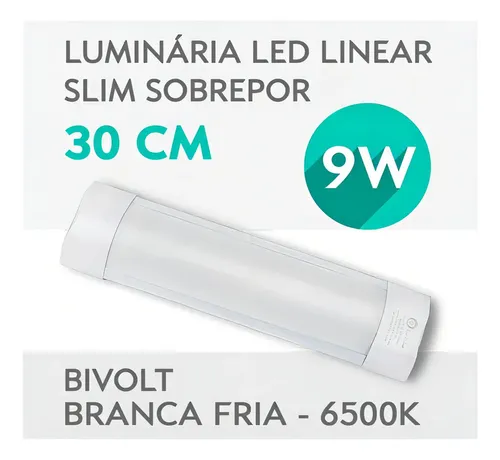 Imagem do produto LUM LED SLIM 30X7,5M ALUM+PC 9W BI-VOLT 700LM 3.000K