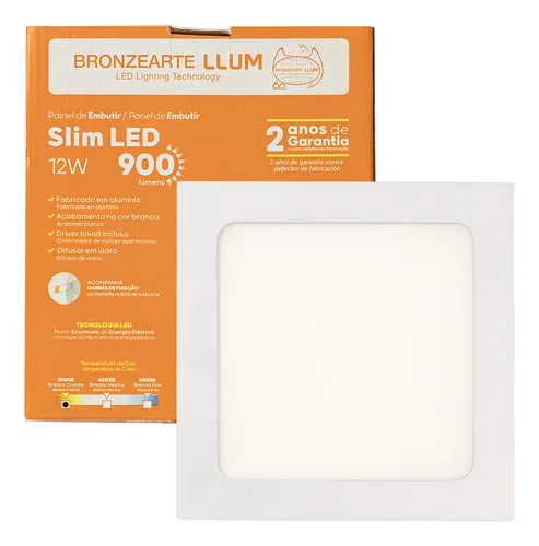 Imagem do produto PAINEL SLIM LED EMB QUAD 12W 3000K LUMM