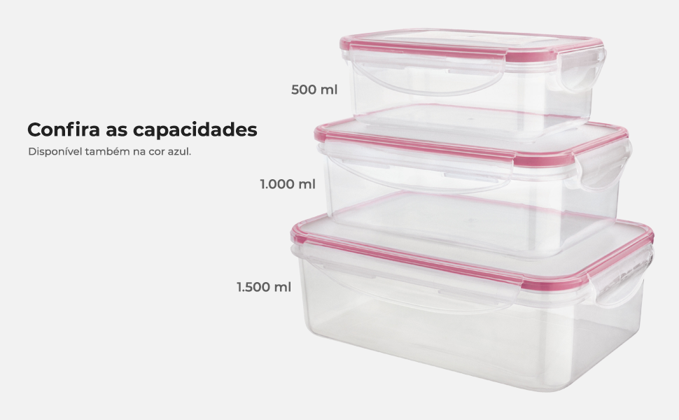 Imagem do produto CJ POTE HERMETICO RET 3PC AZL PLA3697 FLASH LIMP