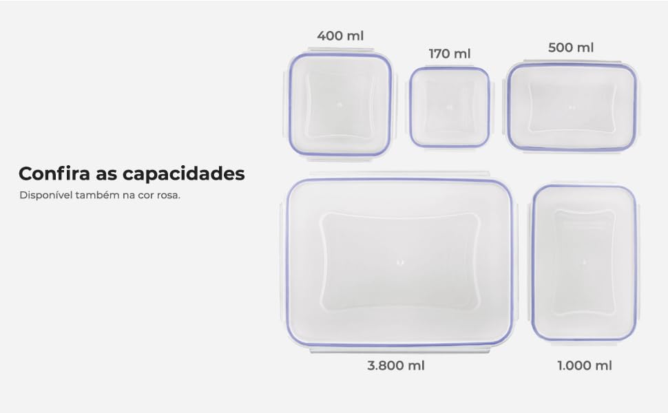 Imagem do produto CJ POTE HERMETICO RET 5PC AZL PLA3604 FLASH LIMP