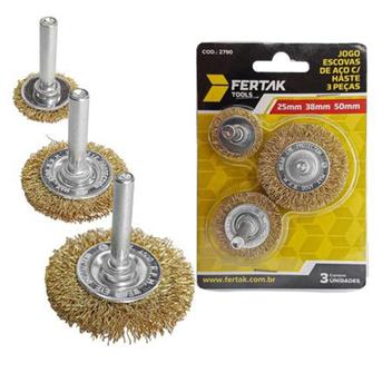 Imagem do produto JOGO ESCOVA ACO PLANA C/ 03 PCS 25/50 FERTAK