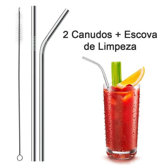 Imagem do produto KIT CANUDOS ACO C/2 UND+ESCOVA SQU