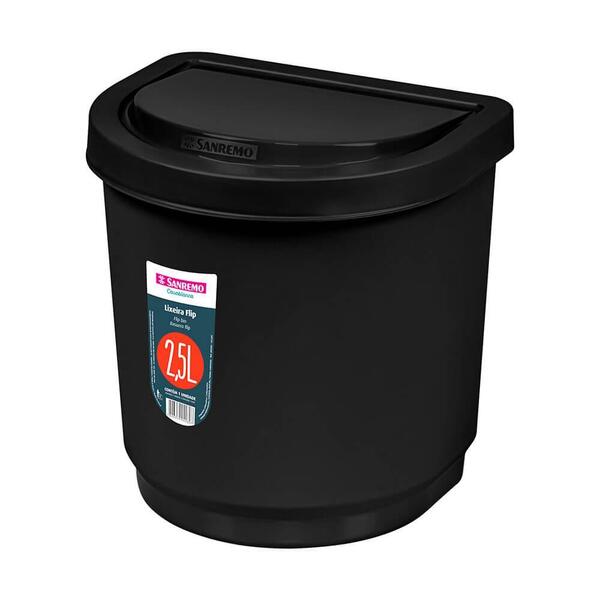 Imagem do produto LIXEIRA PIA FLIP PLASTICO PRETO 2,5L SR2203/20 SANREMO