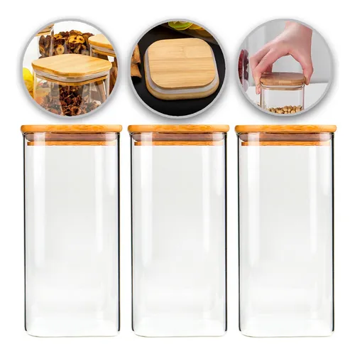 Imagem do produto POTE VIDRO TAMPA BAMBU 1,3L VDR6804-22 FLASH LIMP