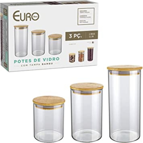 Imagem do produto POTE VIDRO TAMPA BAMBU 700ML VDR6804-12 FLASH LIMP