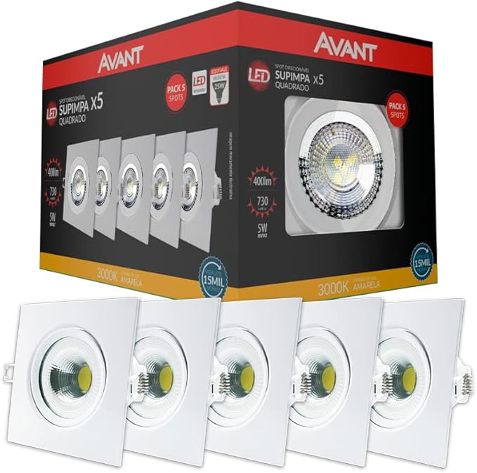 Imagem do produto SPOT LED 3000K LUZ AMAR. QUAD AL BR GLIGHT