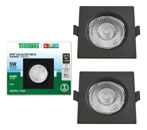 Imagem do produto SPOT LED EMB QUAD 5W 3000K PRETO TASCHIBRA