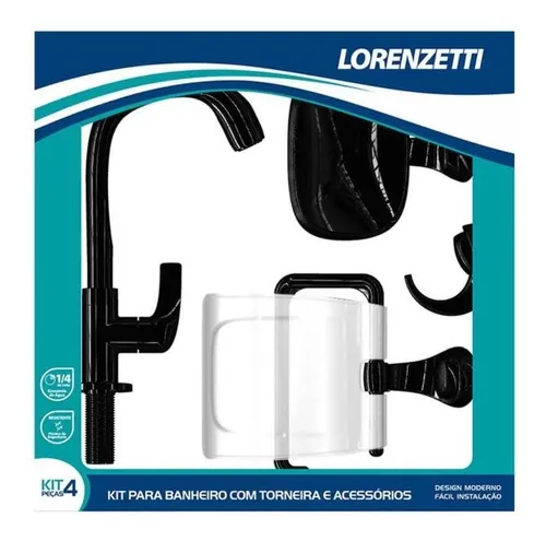 Imagem do produto KIT TORNEIRA C/ACES PRETO 2004 C61 LORENZETTI