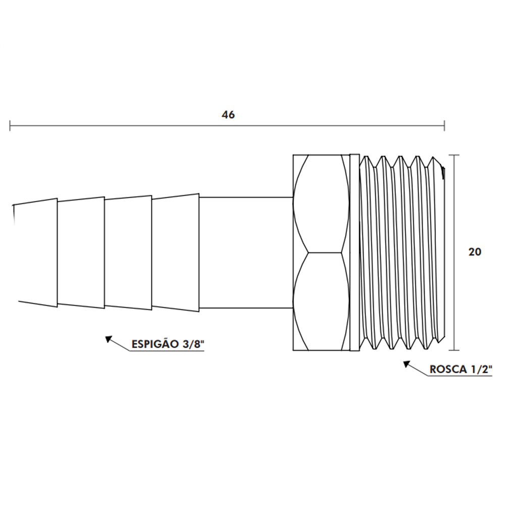 Imagem do produto ADAPT RETO P/ GAS 1/2 BSP(M) X TM 3/8 180103-21 BLUKIT