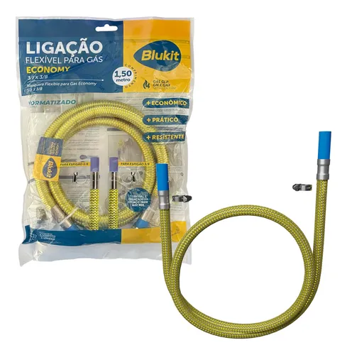 Imagem do produto LIGACAO FLEX P/GAS C/ABRAC 3/8X3/8 1,5M 182531-41 BLUKIT