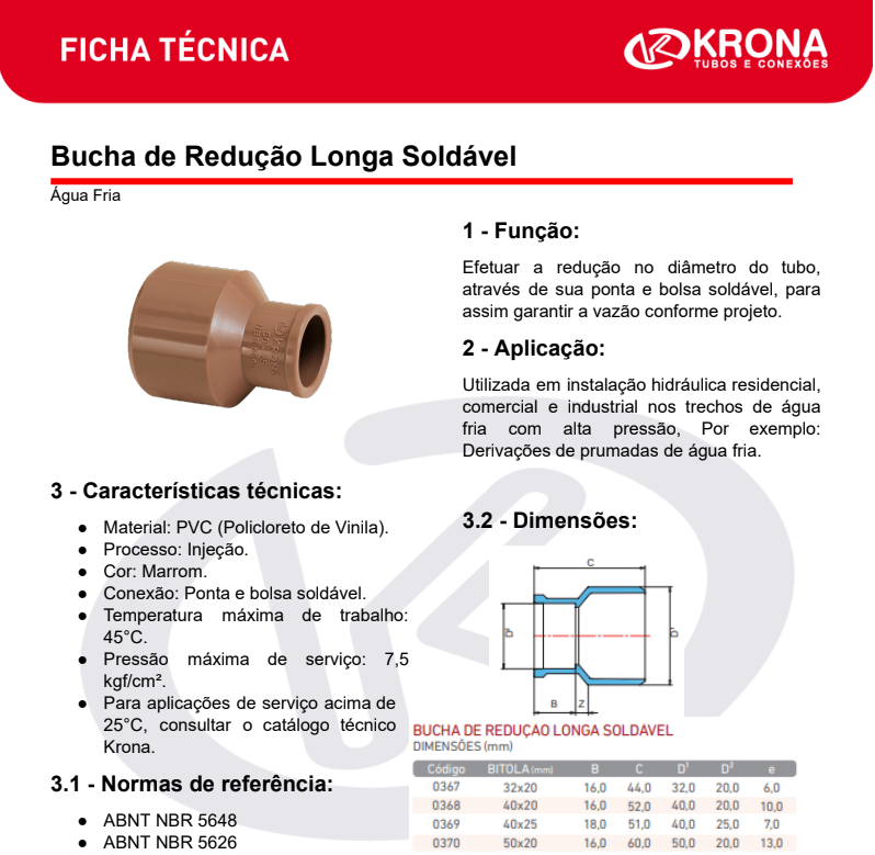 Imagem do produto BUCHA RED.SOLD.LONGA 50X32MM KRONA