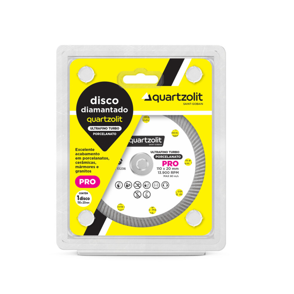 Imagem do produto DISCO DIAMANTADO PORCELANATO TURBO FINO 110X20MM QUARTZOLIT