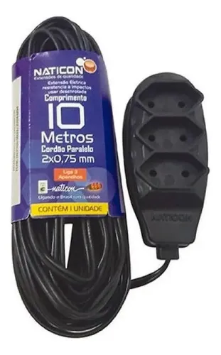 Imagem do produto EXTENSAO 2P+T 10M PR NATICON