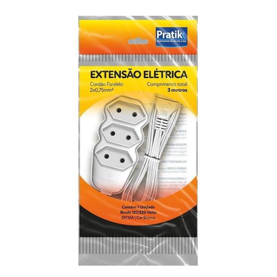 Imagem do produto EXTENSAO ELETRICA 2X0 75MM 3M PR PRATIK