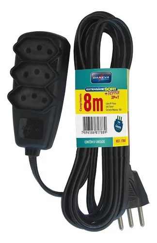 Imagem do produto EXTENSAO SORT 2P+T 8MT 3TOM PT REF DN1788 DANEVA
