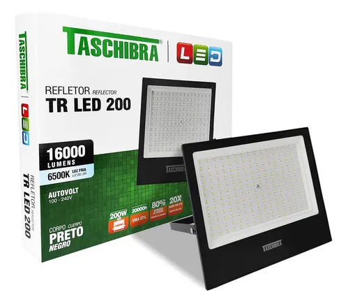 Imagem do produto REFLETOR LED 200W 6500K PRETO TASCHIBRA