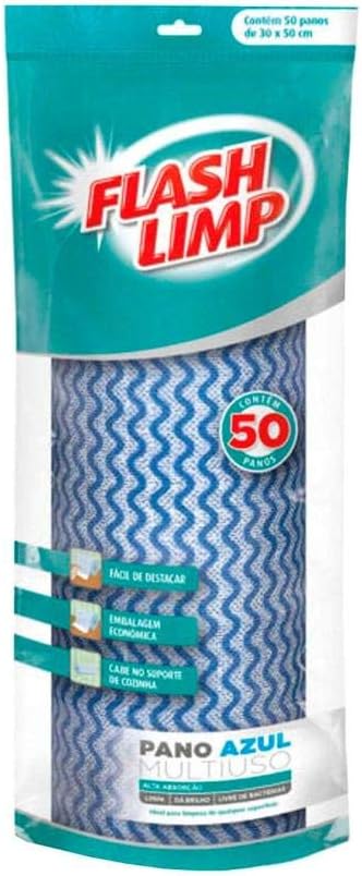 Imagem do produto PANO MULTIUSO AZUL ROLO C/50PC FLP4565 FLASH LIMP