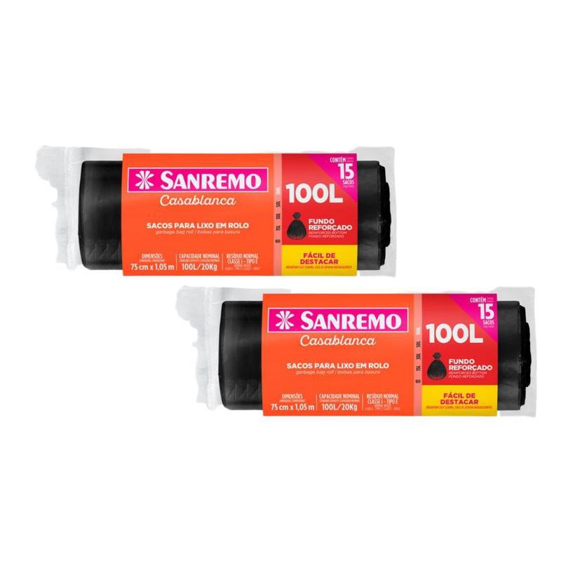 Imagem do produto SACO P/ LIXO ROLO PR 100L PRETO SANREMO