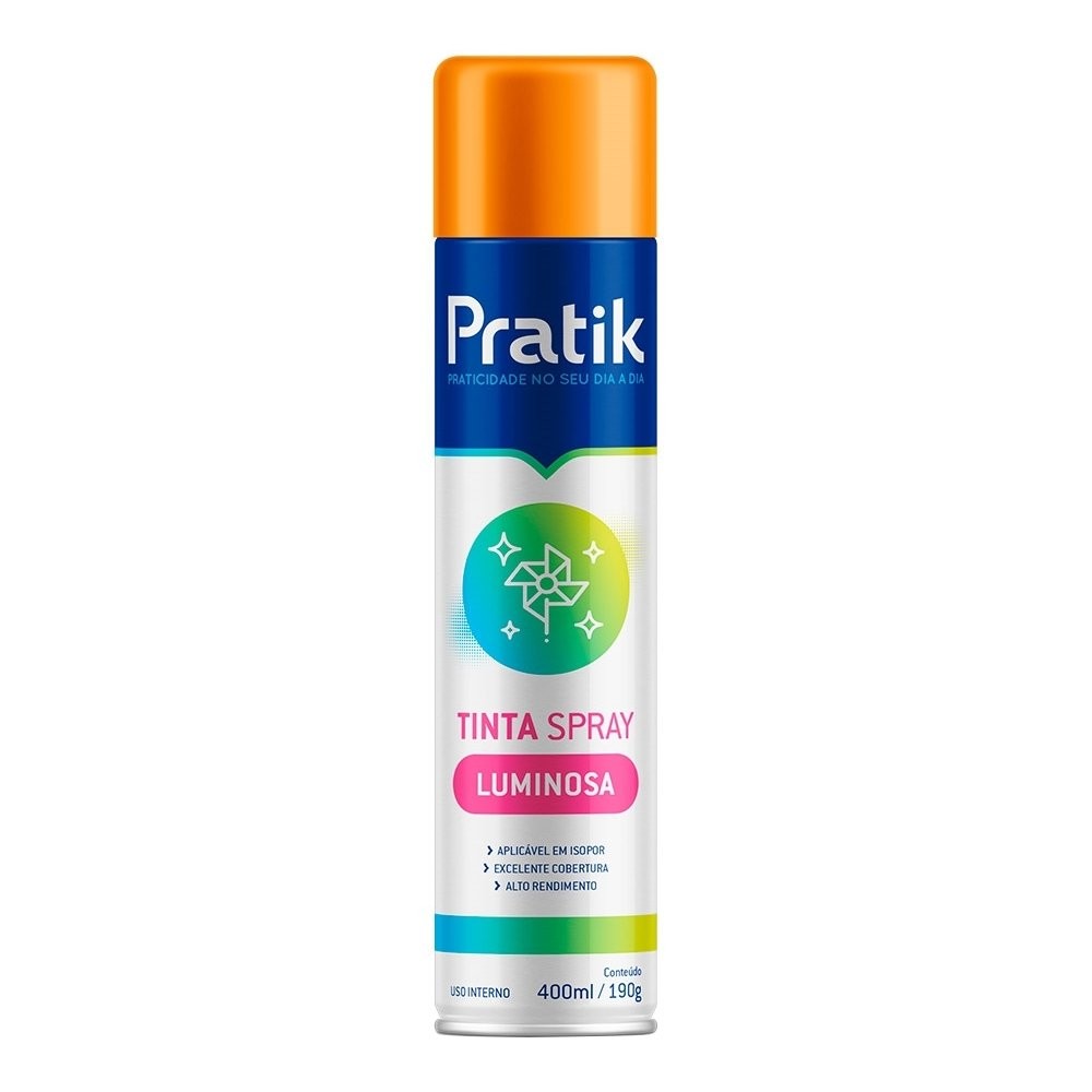 Imagem do produto TINTA SPRAY LUMINOSA LARANJA 400ML PRATIK