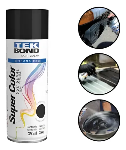 Imagem do produto TINTA SPRAY USO GERAL PRETO BRILHANTE 350ML TEKBOND