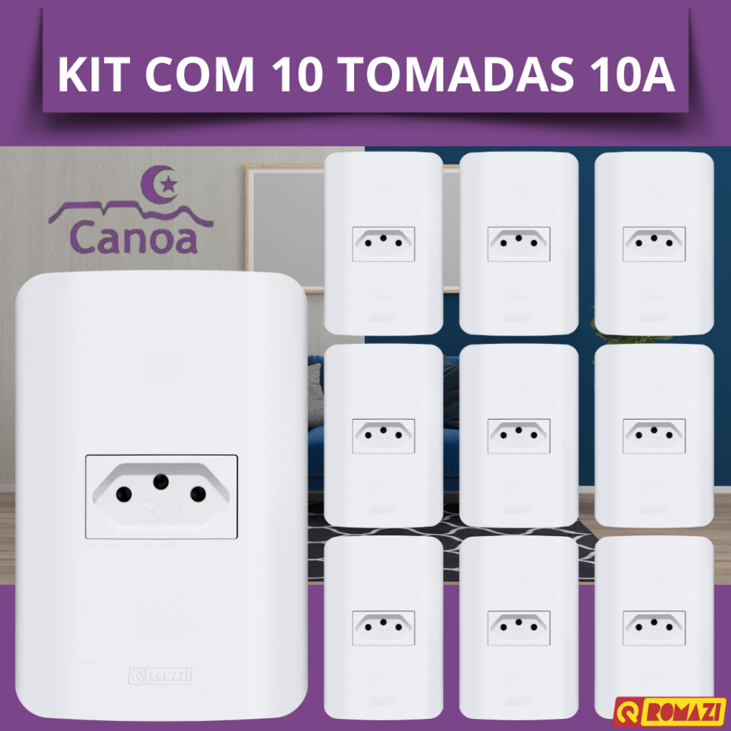 Imagem do produto TOMADA 2P+T 10A BR CANOA 1613 ROMAZI