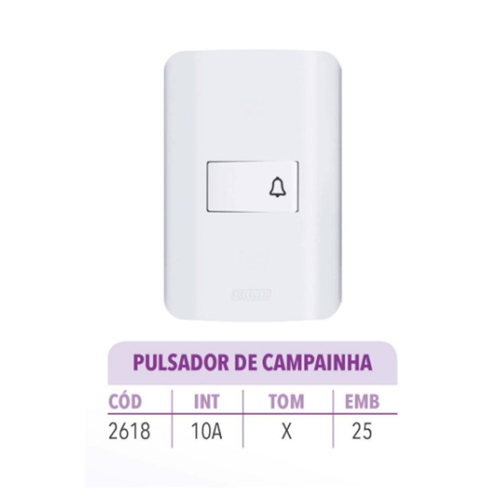 Imagem do produto PULSADOR CAMPAINHA BRANCO CANOA REF 2618 ROMAZI