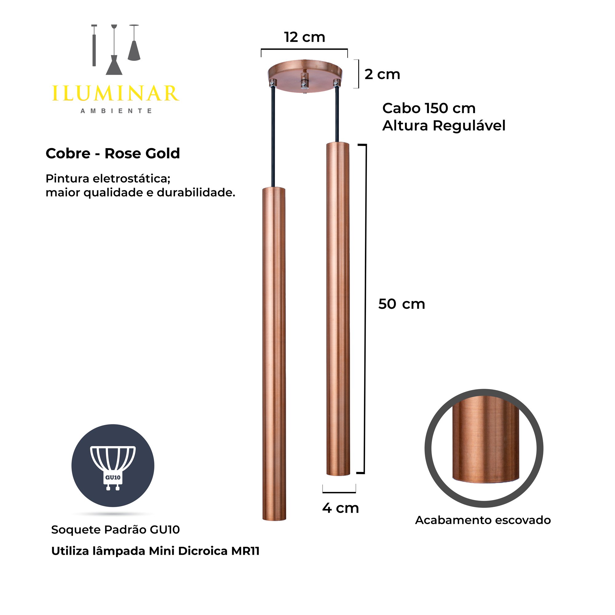 Imagem do produto LUMINARIA TUBO QUAD 1791 ROSE FOSCO