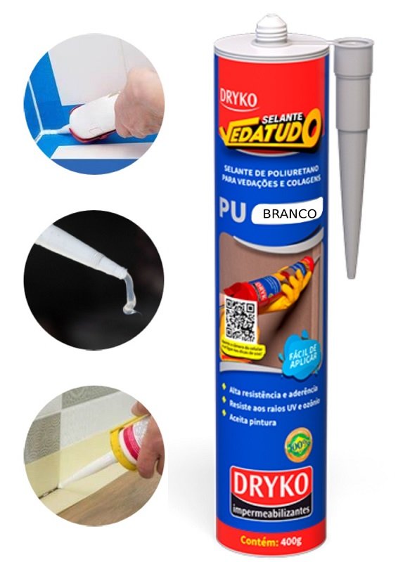 Imagem do produto ADESIVO SELANTE PU BRANCO 400G VEDATUDO DRYKO