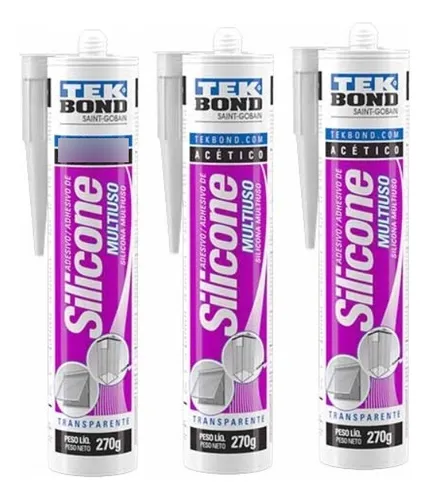 Imagem do produto ADESIVO SILICONE ACETICO MULTIUSO 270G TRANSPARENTE TEKBO