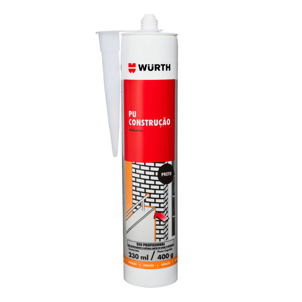 Imagem do produto ADESIVO SILICONE PRETO PU P/ CONSTRUCAO 400G WURTH