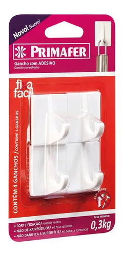 Imagem do produto CABIDE DE PAREDE C/GANCHO REGUL ADESIVO PLAST/METAL PRIMAFER