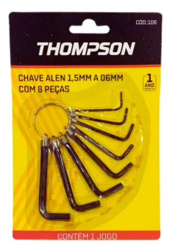 Imagem do produto CHAVE HEXAGONAL L 1.5A 6MM 8PCS THOMPSON