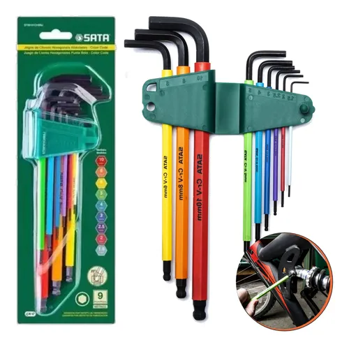 Imagem do produto CHAVE HEXAGONAL LONGA ABAULADA COM 9 PEÇAS STARFER