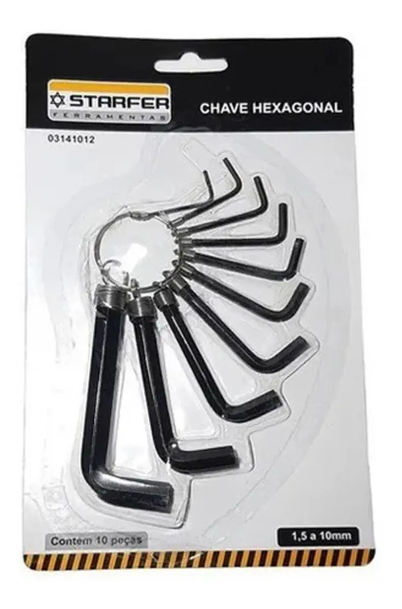 Imagem do produto JOGO CHAVE HEXAGONAL LONGA ACO CROMADO STARFER